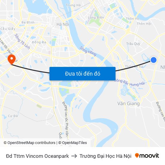 Đd Tttm Vincom Oceanpark to Trường Đại Học Hà Nội map