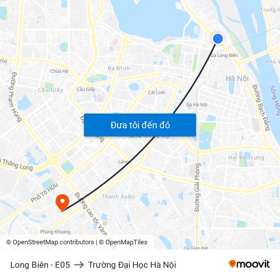 Long Biên - E05 to Trường Đại Học Hà Nội map