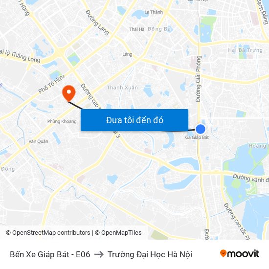 Bến Xe Giáp Bát - E06 to Trường Đại Học Hà Nội map