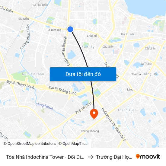 Tòa Nhà Indochina Tower - Đối Diện Đhqg Hà Nội to Trường Đại Học Hà Nội map