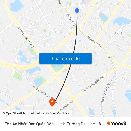 Tòa Án Nhân Dân Quận Đống Đa to Trường Đại Học Hà Nội map