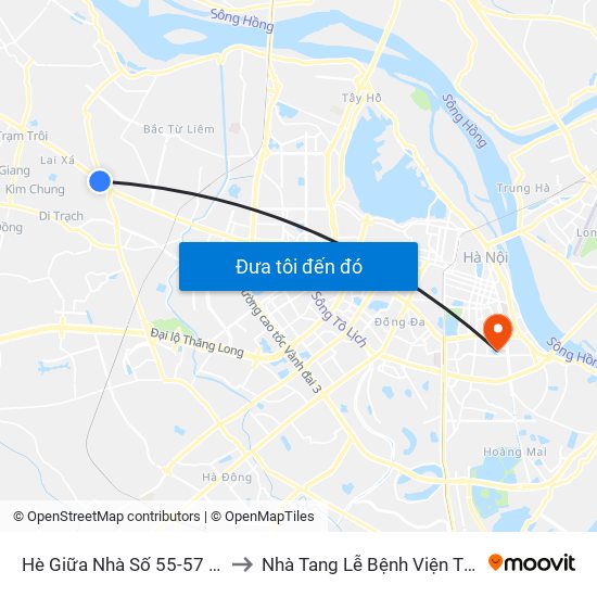 Hè Giữa Nhà Số 55-57 Phố Nhổn to Nhà Tang Lễ Bệnh Viện Thanh Nhàn map