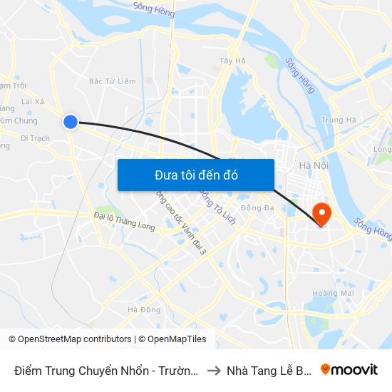 Điểm Trung Chuyển Nhổn - Trường Đại Học Công Nghiệp Hà Nội - Đường 32 to Nhà Tang Lễ Bệnh Viện Thanh Nhàn map