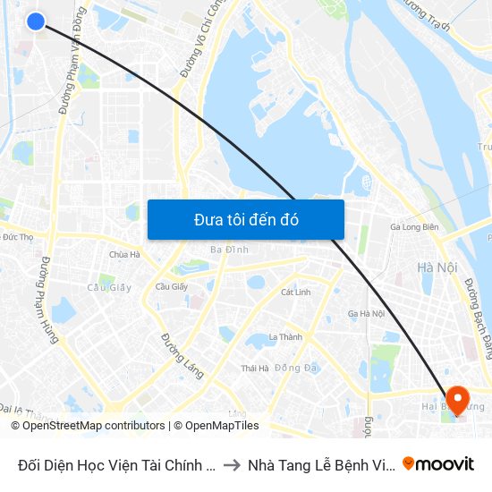 Đối Diện Học Viện Tài Chính - Đường Đức Thắng to Nhà Tang Lễ Bệnh Viện Thanh Nhàn map