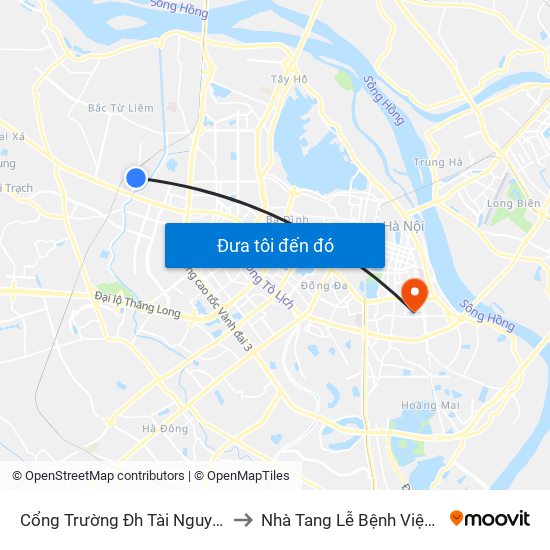 Cổng Trường Đh Tài Nguyên Môi Trường to Nhà Tang Lễ Bệnh Viện Thanh Nhàn map