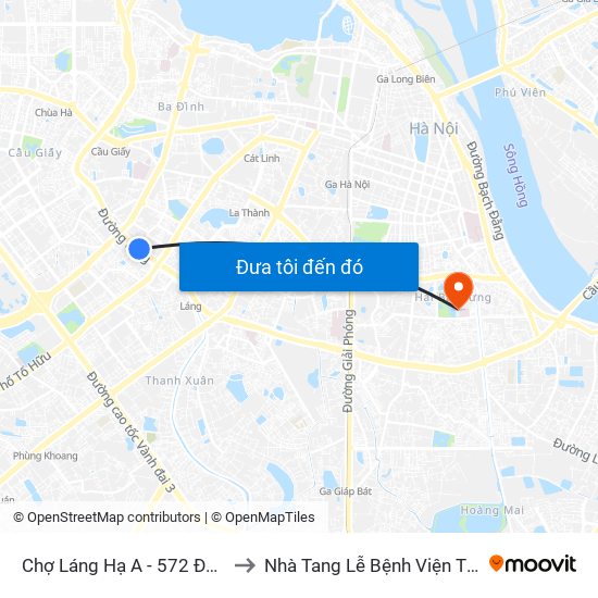 Chợ Láng Hạ A - 572 Đường Láng to Nhà Tang Lễ Bệnh Viện Thanh Nhàn map