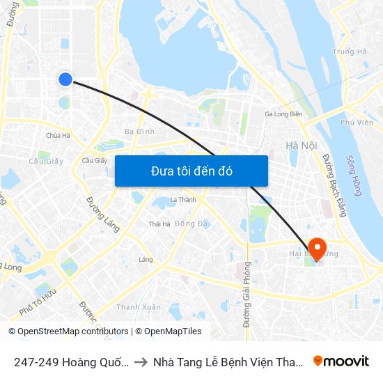 247-249 Hoàng Quốc Việt to Nhà Tang Lễ Bệnh Viện Thanh Nhàn map