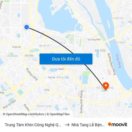 Trung Tâm Khtn Công Nghệ Quốc Gia - 18 Hoàng Quốc Việt to Nhà Tang Lễ Bệnh Viện Thanh Nhàn map