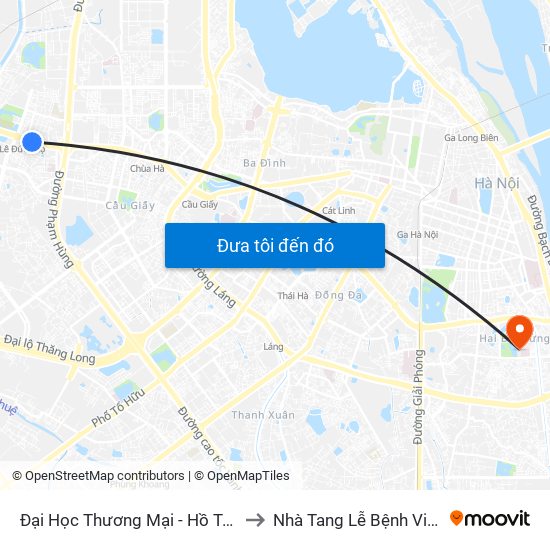 Đại Học Thương Mại - Hồ Tùng Mậu (Cột Sau) to Nhà Tang Lễ Bệnh Viện Thanh Nhàn map