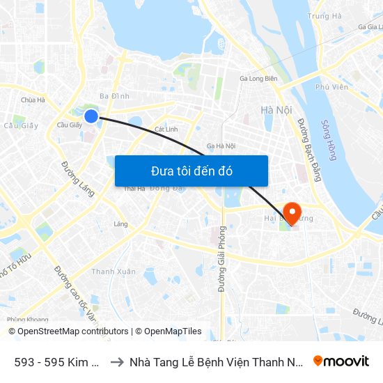 593 - 595 Kim Mã to Nhà Tang Lễ Bệnh Viện Thanh Nhàn map