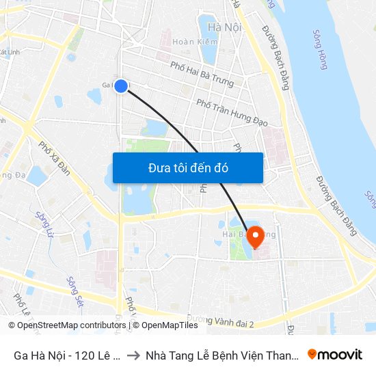 Ga Hà Nội - 120 Lê Duẩn to Nhà Tang Lễ Bệnh Viện Thanh Nhàn map