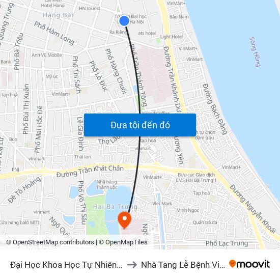 Đại Học Khoa Học Tự Nhiên - 19 Lê Thánh Tông to Nhà Tang Lễ Bệnh Viện Thanh Nhàn map