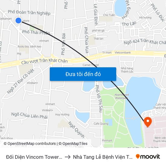 Đối Diện Vincom Tower - Bà Triệu to Nhà Tang Lễ Bệnh Viện Thanh Nhàn map
