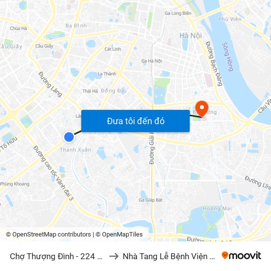 Chợ Thượng Đình - 224 Nguyễn Trãi to Nhà Tang Lễ Bệnh Viện Thanh Nhàn map