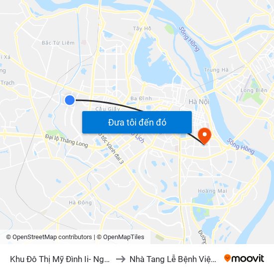 Khu Đô Thị Mỹ Đình Ii- Nguyễn Cơ Thạch to Nhà Tang Lễ Bệnh Viện Thanh Nhàn map