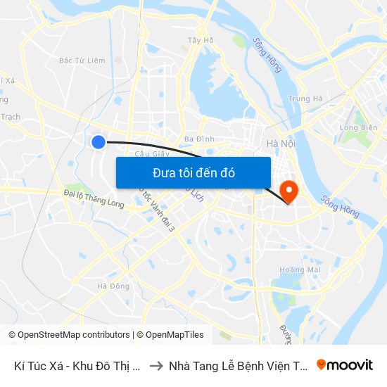 Kí Túc Xá - Khu Đô Thị Mỹ Đình II to Nhà Tang Lễ Bệnh Viện Thanh Nhàn map