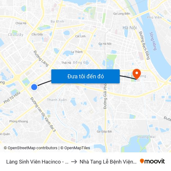 Làng Sinh Viên Hacinco - Nguyễn Tuân to Nhà Tang Lễ Bệnh Viện Thanh Nhàn map