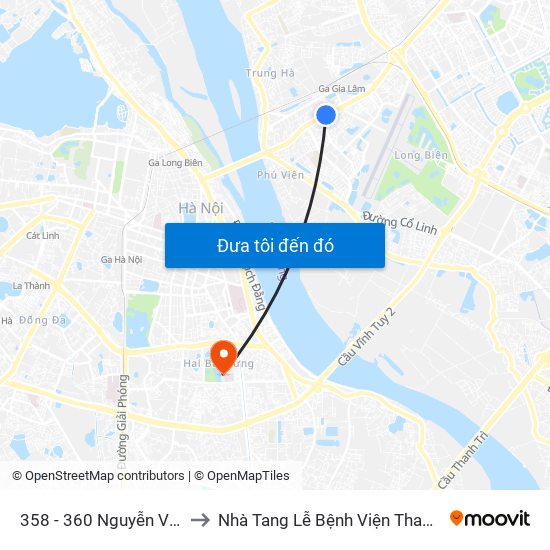 358 - 360 Nguyễn Văn Cừ to Nhà Tang Lễ Bệnh Viện Thanh Nhàn map