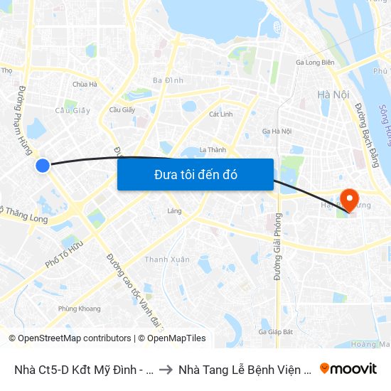 Nhà Ct5-D Kđt Mỹ Đình - Phạm Hùng to Nhà Tang Lễ Bệnh Viện Thanh Nhàn map