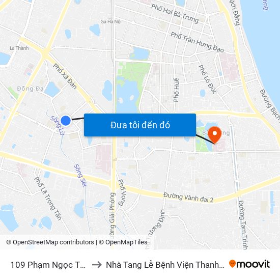 109 Phạm Ngọc Thạch to Nhà Tang Lễ Bệnh Viện Thanh Nhàn map