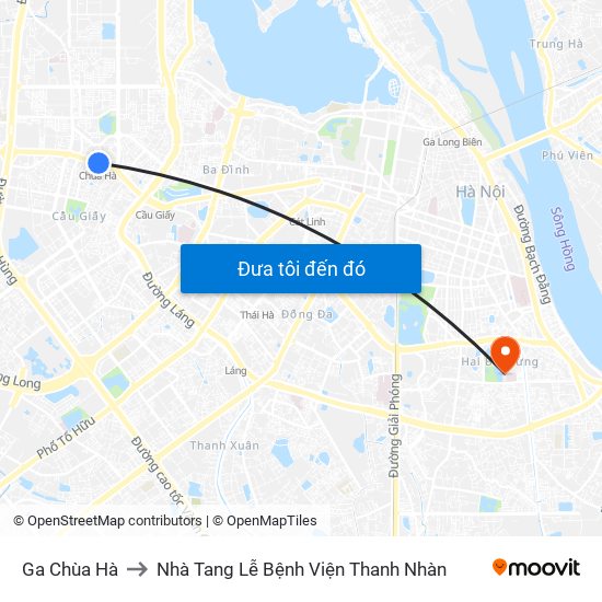 Ga Chùa Hà to Nhà Tang Lễ Bệnh Viện Thanh Nhàn map