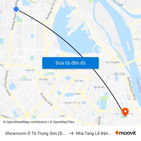 Showroom Ô Tô Trung Sơn (Đối Diện 315 Phạm Văn Đồng) to Nhà Tang Lễ Bệnh Viện Thanh Nhàn map