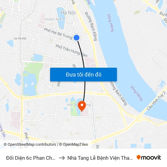Đối Diện 6c Phan Chu Trinh to Nhà Tang Lễ Bệnh Viện Thanh Nhàn map