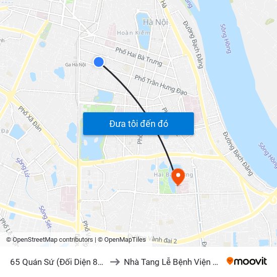 65 Quán Sứ (Đối Diện 80 Quán Sứ) to Nhà Tang Lễ Bệnh Viện Thanh Nhàn map