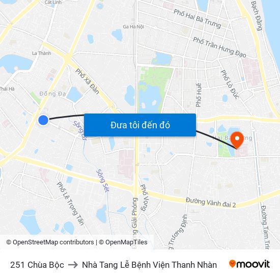 251 Chùa Bộc to Nhà Tang Lễ Bệnh Viện Thanh Nhàn map