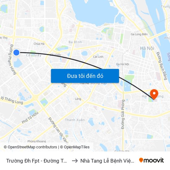 Trường Đh Fpt - Đường Tôn Thất Thuyết to Nhà Tang Lễ Bệnh Viện Thanh Nhàn map