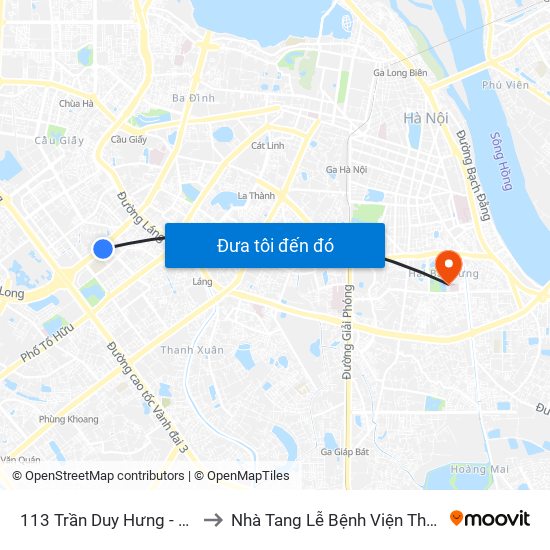 113 Trần Duy Hưng - Bộ Khcn to Nhà Tang Lễ Bệnh Viện Thanh Nhàn map