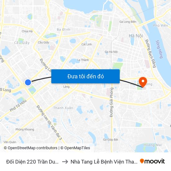 Đối Diện 220 Trần Duy Hưng to Nhà Tang Lễ Bệnh Viện Thanh Nhàn map