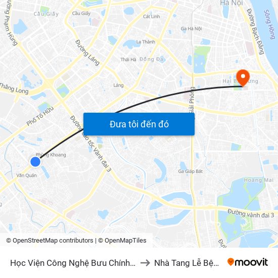 Học Viện Công Nghệ Bưu Chính Viễn Thông - Trần Phú (Hà Đông) to Nhà Tang Lễ Bệnh Viện Thanh Nhàn map