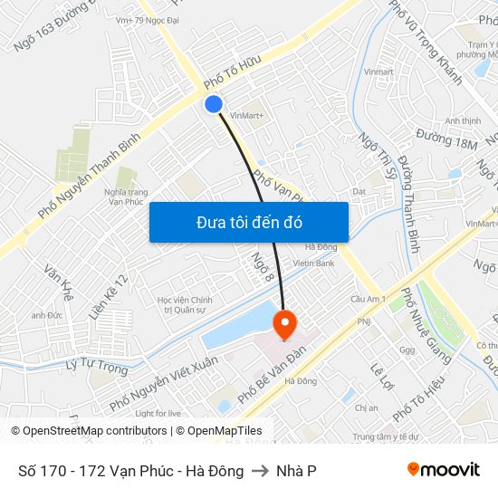 Số 170 - 172 Vạn Phúc - Hà Đông to Nhà P map