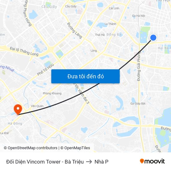 Đối Diện Vincom Tower - Bà Triệu to Nhà P map