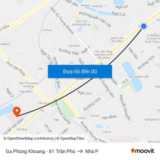 Ga Phùng Khoang - 81 Trần Phú to Nhà P map