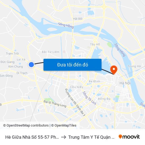 Hè Giữa Nhà Số 55-57 Phố Nhổn to Trung Tâm Y Tế Quận Ba Đình map