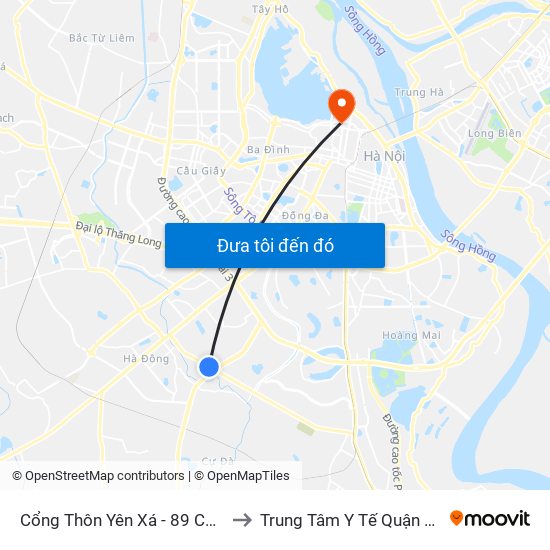 Cổng Thôn Yên Xá - 89 Cầu Bươu to Trung Tâm Y Tế Quận Ba Đình map