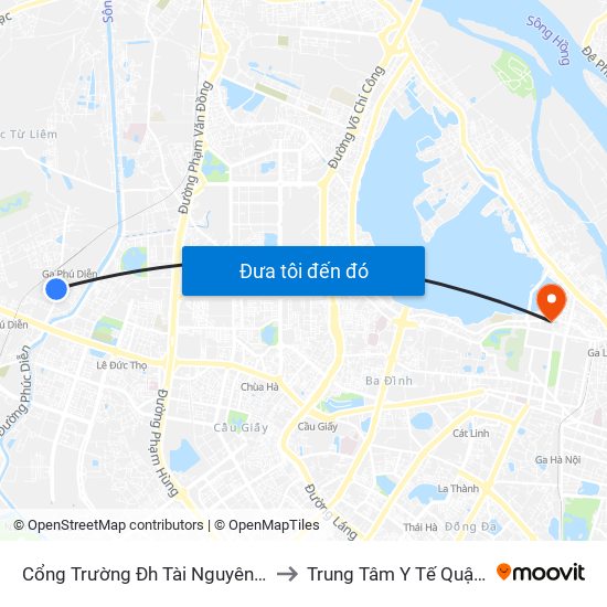 Cổng Trường Đh Tài Nguyên Môi Trường to Trung Tâm Y Tế Quận Ba Đình map