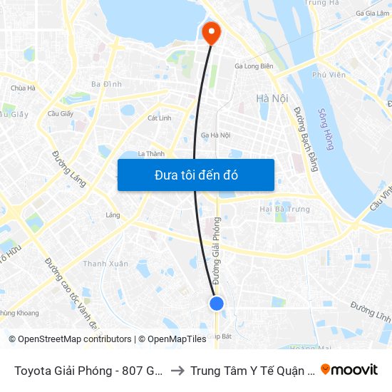 Toyota Giải Phóng - 807 Giải Phóng to Trung Tâm Y Tế Quận Ba Đình map