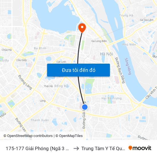 175-177 Giải Phóng (Ngã 3 Lê Thanh Nghị) to Trung Tâm Y Tế Quận Ba Đình map