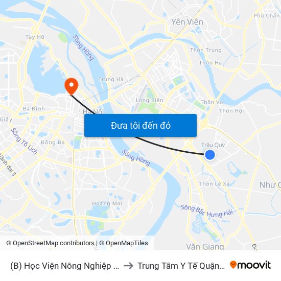 (B) Học Viện Nông Nghiệp Việt Nam to Trung Tâm Y Tế Quận Ba Đình map