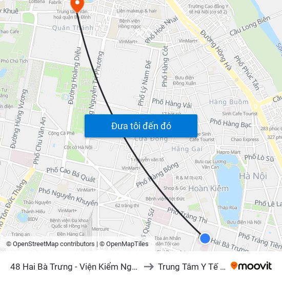 48 Hai Bà Trưng - Viện Kiểm Nghiệm Thuốc Trung Ương to Trung Tâm Y Tế Quận Ba Đình map