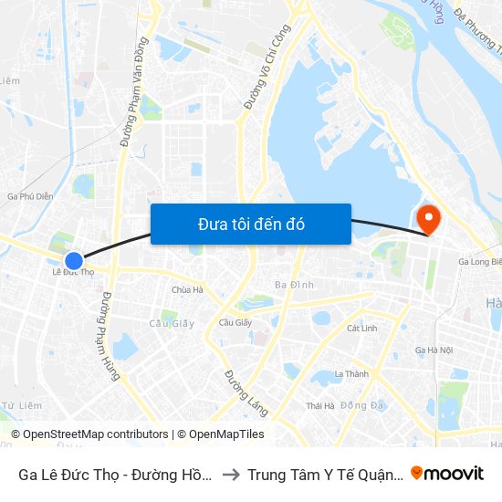 Ga Lê Đức Thọ - Đường Hồ Tùng Mậu to Trung Tâm Y Tế Quận Ba Đình map
