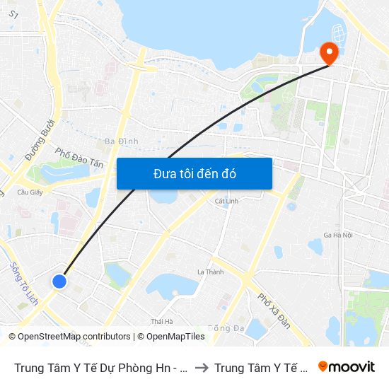 Trung Tâm Y Tế Dự Phòng Hn - 70 Nguyễn Chí Thanh to Trung Tâm Y Tế Quận Ba Đình map