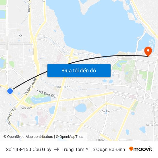 Số 148-150 Cầu Giấy to Trung Tâm Y Tế Quận Ba Đình map