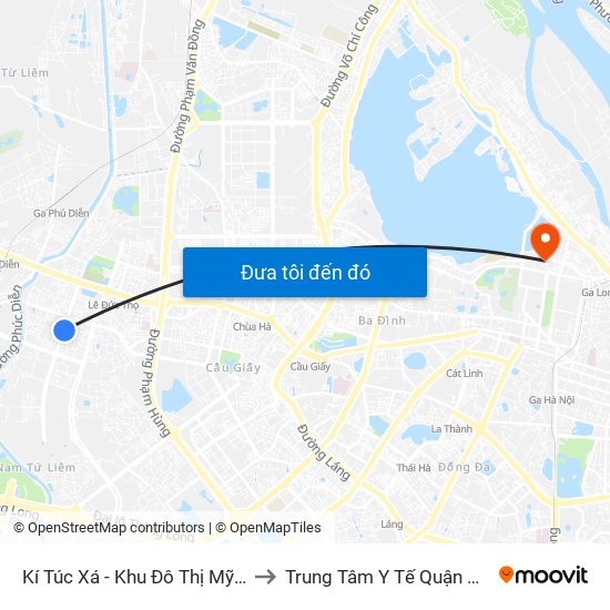 Kí Túc Xá - Khu Đô Thị Mỹ Đình II to Trung Tâm Y Tế Quận Ba Đình map