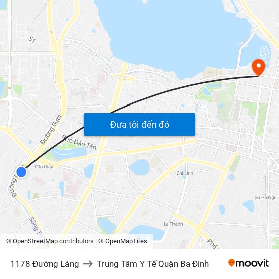 1178 Đường Láng to Trung Tâm Y Tế Quận Ba Đình map