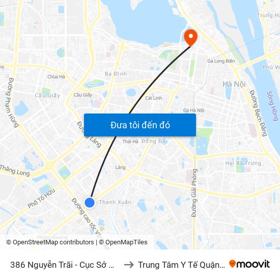 386 Nguyễn Trãi - Cục Sở Hữu Trí Tuệ to Trung Tâm Y Tế Quận Ba Đình map