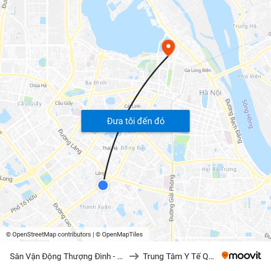 Sân Vận Động Thượng Đình - 129 Nguyễn Trãi to Trung Tâm Y Tế Quận Ba Đình map